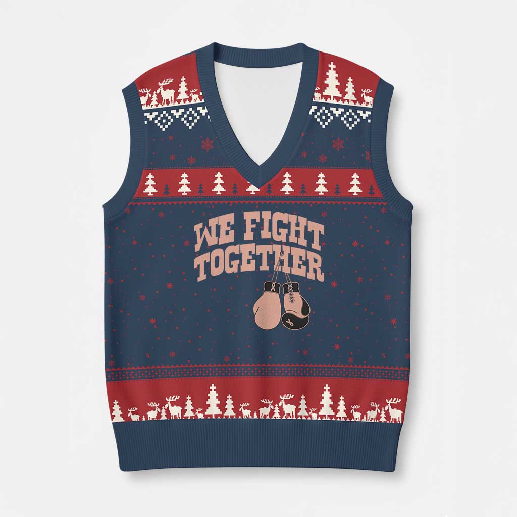 Endometrial Cancer Warrior V-Neck Knit Sweater Vest We Fight Together Boxing Gift