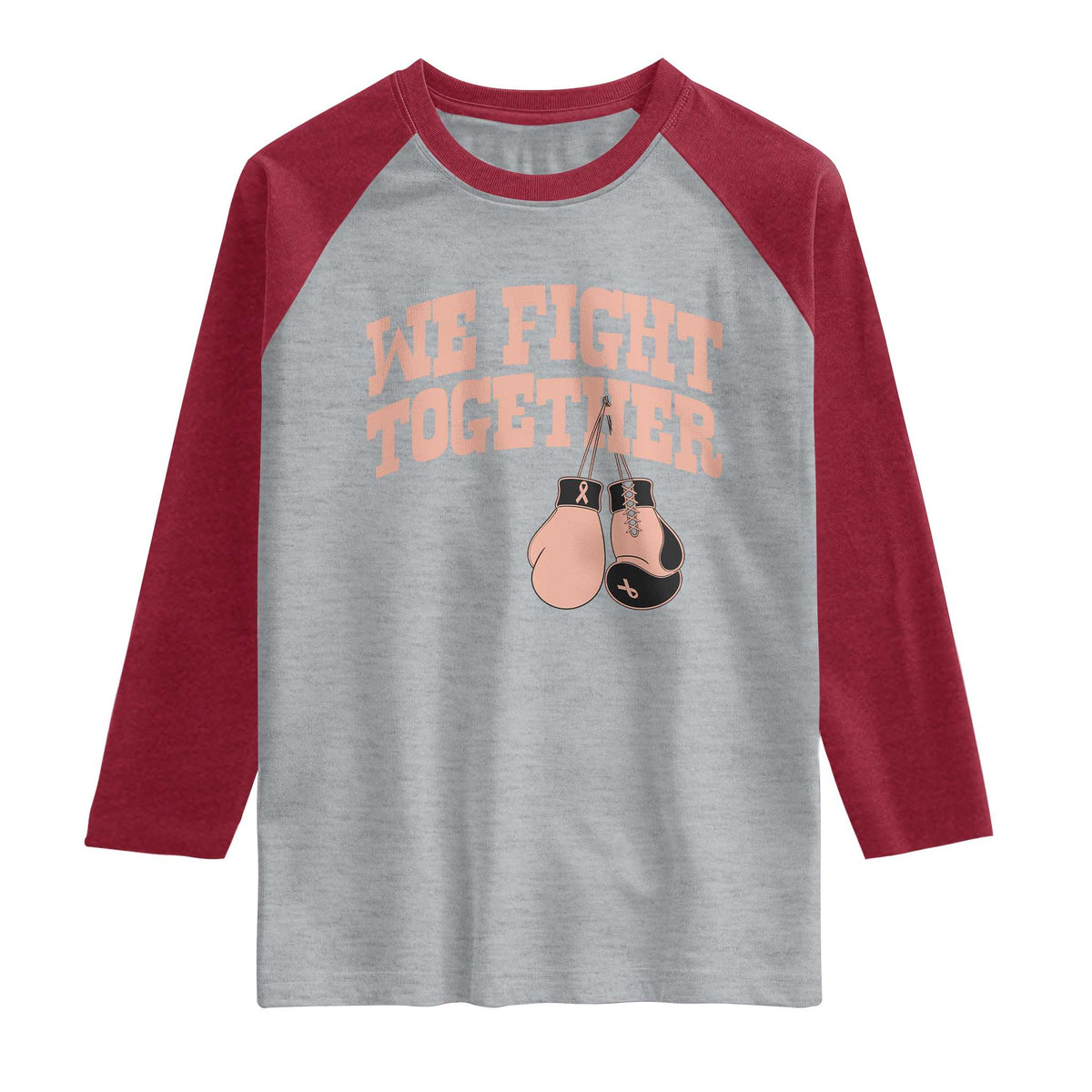 Endometrial Cancer Warrior Raglan Shirt We Fight Together Boxing Gift