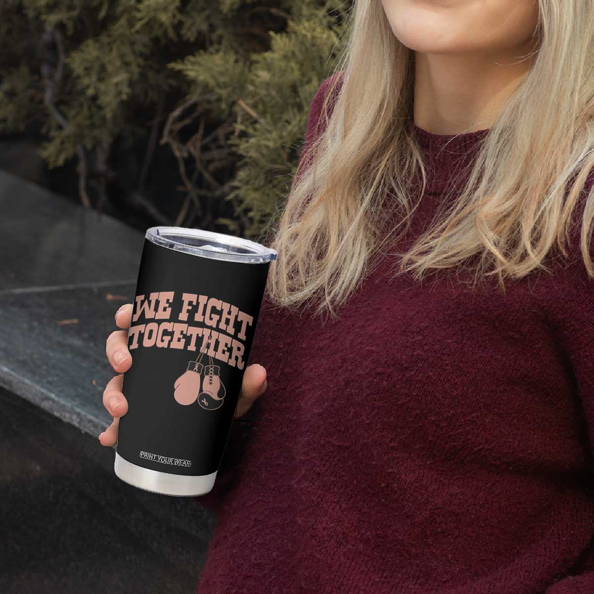 Endometrial Cancer Warrior Tumbler Cup We Fight Together Boxing Gift
