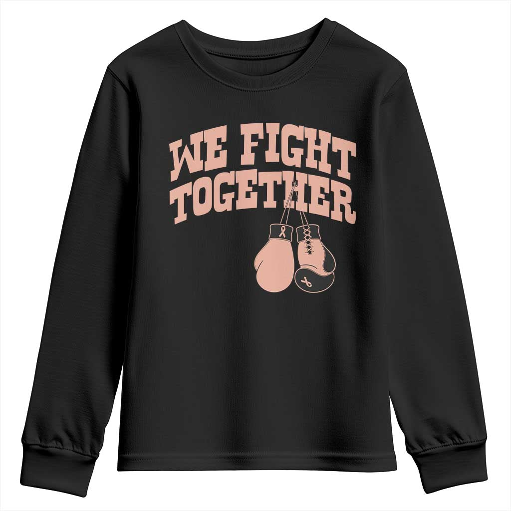 Endometrial Cancer Warrior Youth Sweatshirt We Fight Together Boxing Gift TS12 Black Print Your Wear