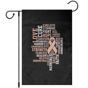 Endometrial Cancer Awareness Garden Flag Warrior Survivor Peach Ribbon