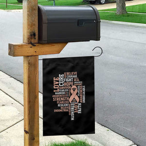 Endometrial Cancer Awareness Garden Flag Warrior Survivor Peach Ribbon