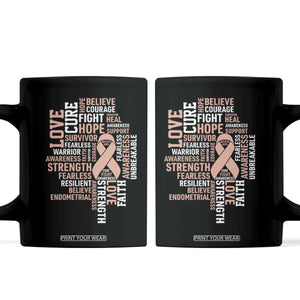 Endometrial Cancer Awareness Coffee Mug Warrior Survivor Peach Ribbon