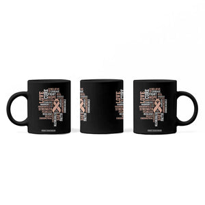 Endometrial Cancer Awareness Coffee Mug Warrior Survivor Peach Ribbon