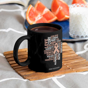 Endometrial Cancer Awareness Coffee Mug Warrior Survivor Peach Ribbon