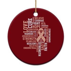 Endometrial Cancer Awareness Ceramic Ornament Warrior Survivor Peach Ribbon