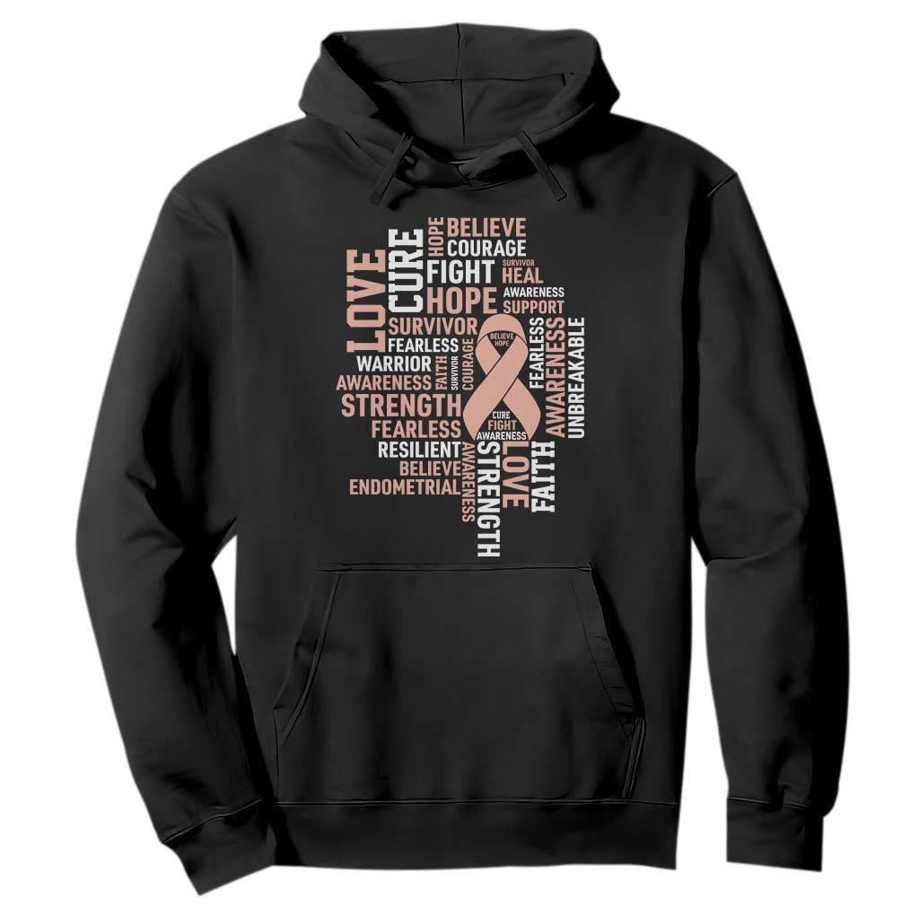 Endometrial Cancer Awareness Hoodie Warrior Survivor Peach Ribbon