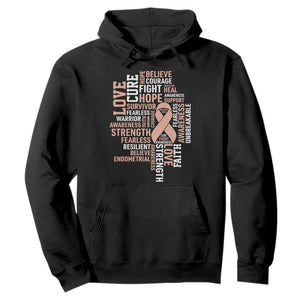Endometrial Cancer Awareness Hoodie Warrior Survivor Peach Ribbon