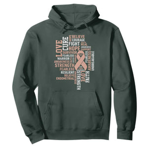 Endometrial Cancer Awareness Hoodie Warrior Survivor Peach Ribbon