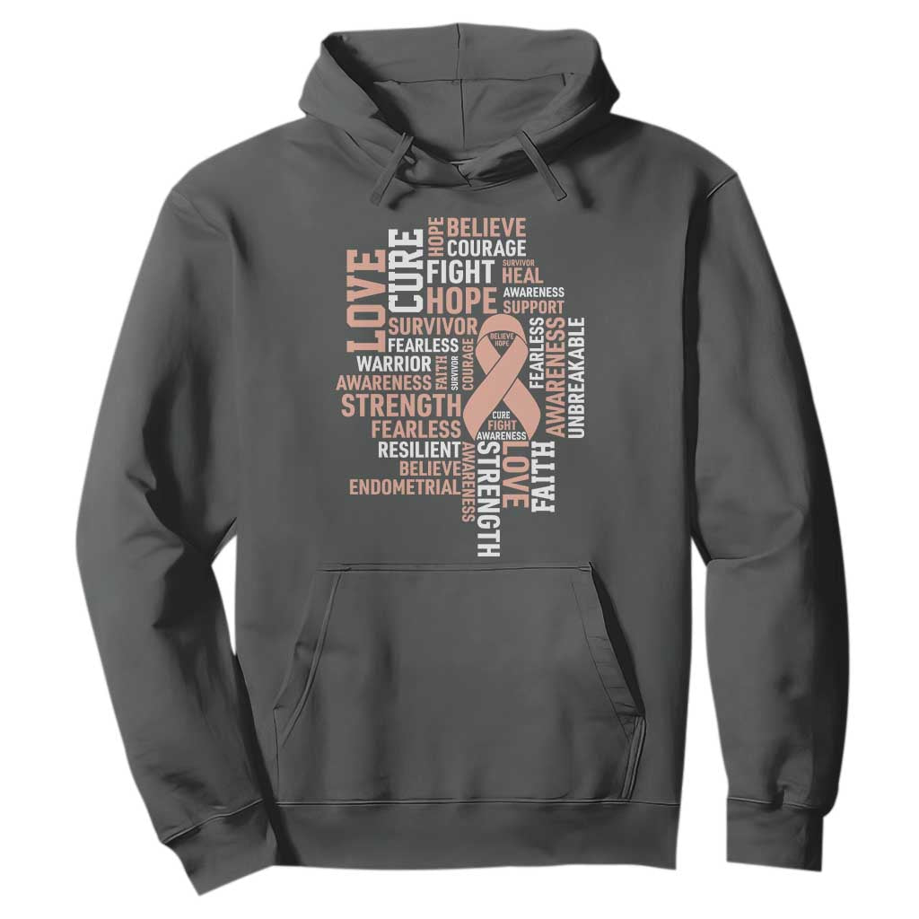 Endometrial Cancer Awareness Hoodie Warrior Survivor Peach Ribbon