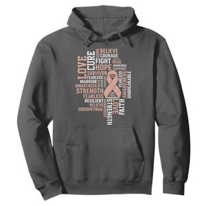 Endometrial Cancer Awareness Hoodie Warrior Survivor Peach Ribbon