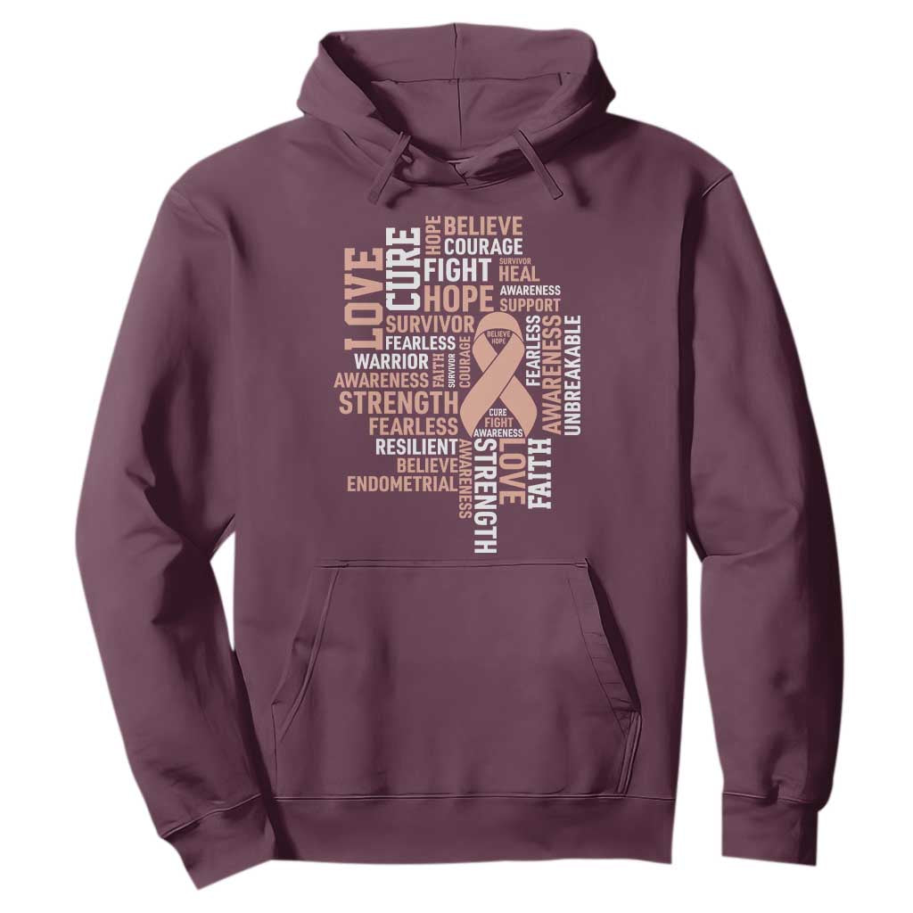 Endometrial Cancer Awareness Hoodie Warrior Survivor Peach Ribbon