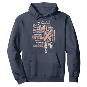 Endometrial Cancer Awareness Hoodie Warrior Survivor Peach Ribbon