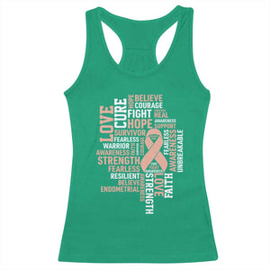 Endometrial Cancer Awareness Racerback Tank Top Warrior Survivor Peach Ribbon