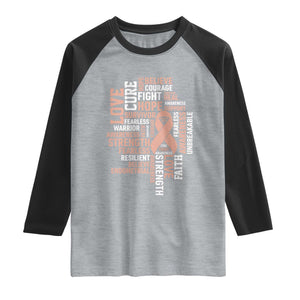 Endometrial Cancer Awareness Raglan Shirt Warrior Survivor Peach Ribbon