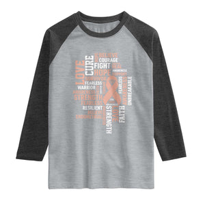 Endometrial Cancer Awareness Raglan Shirt Warrior Survivor Peach Ribbon