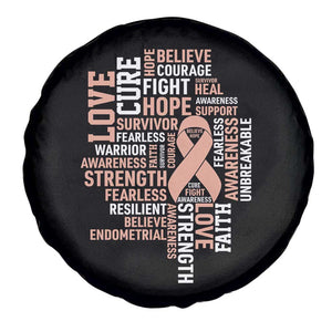 Endometrial Cancer Awareness Spare Tire Cover Warrior Survivor Peach Ribbon