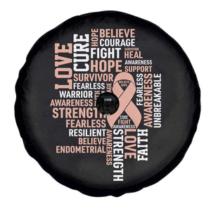 Endometrial Cancer Awareness Spare Tire Cover Warrior Survivor Peach Ribbon