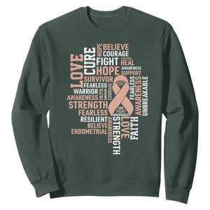 Endometrial Cancer Awareness Sweatshirt Warrior Survivor Peach Ribbon