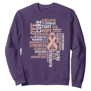 Endometrial Cancer Awareness Sweatshirt Warrior Survivor Peach Ribbon
