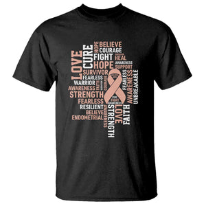 Endometrial Cancer Awareness T Shirt Warrior Survivor Peach Ribbon