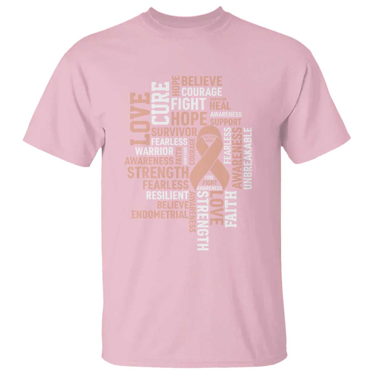 Endometrial Cancer Awareness T Shirt Warrior Survivor Peach Ribbon