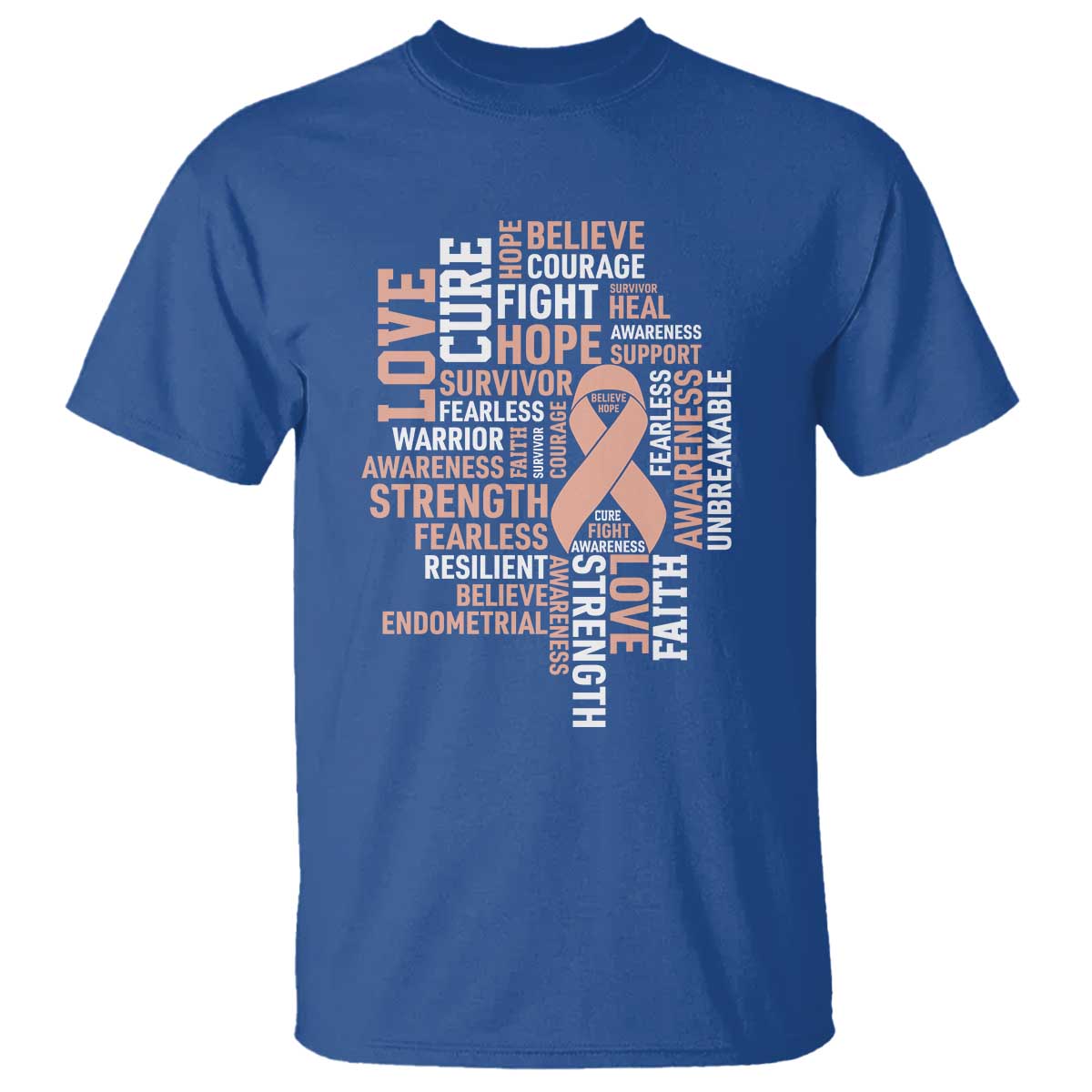 Endometrial Cancer Awareness T Shirt Warrior Survivor Peach Ribbon