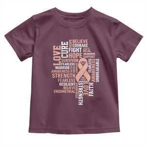 Endometrial Cancer Awareness Toddler T Shirt Warrior Survivor Peach Ribbon