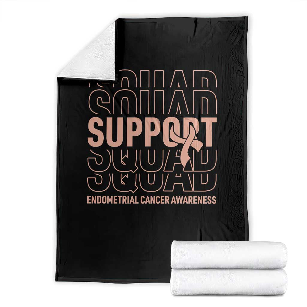 Endometrial Cancer Awareness Throw Blanket Support Squad Ribbon Warrior