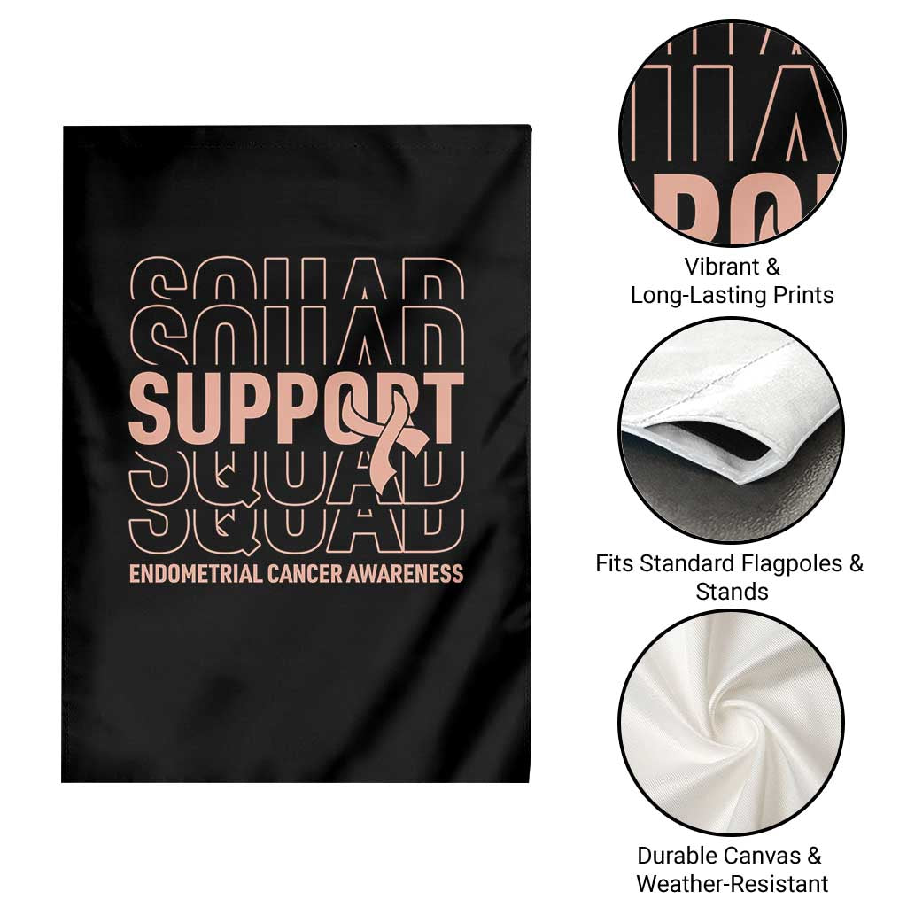 Endometrial Cancer Awareness Garden Flag Support Squad Ribbon Warrior