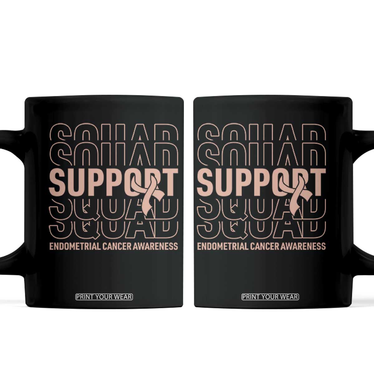 Endometrial Cancer Awareness Coffee Mug Support Squad Ribbon Warrior