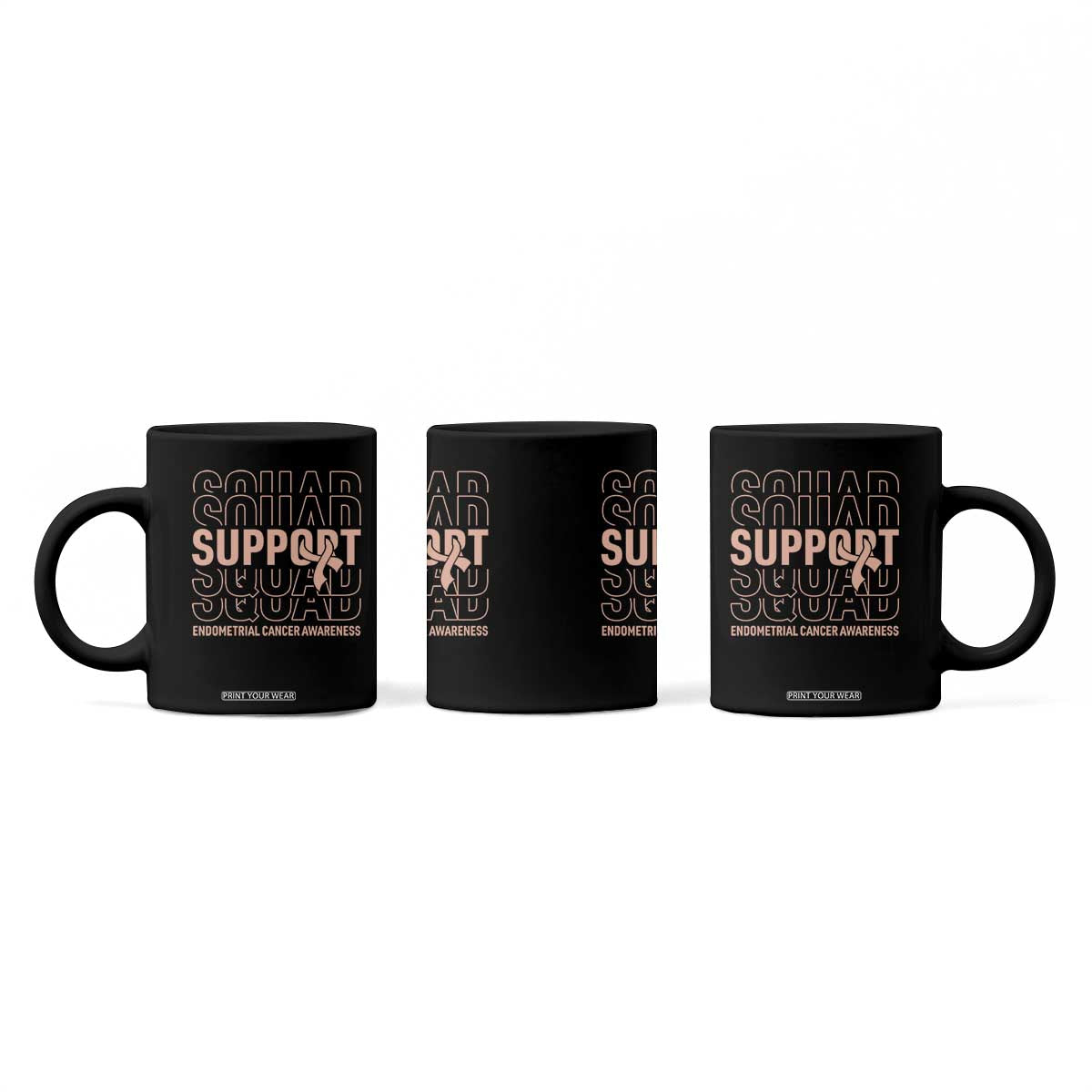 Endometrial Cancer Awareness Coffee Mug Support Squad Ribbon Warrior