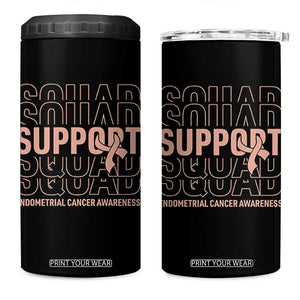 Endometrial Cancer Awareness 4 in 1 Can Cooler Tumbler Support Squad Ribbon Warrior