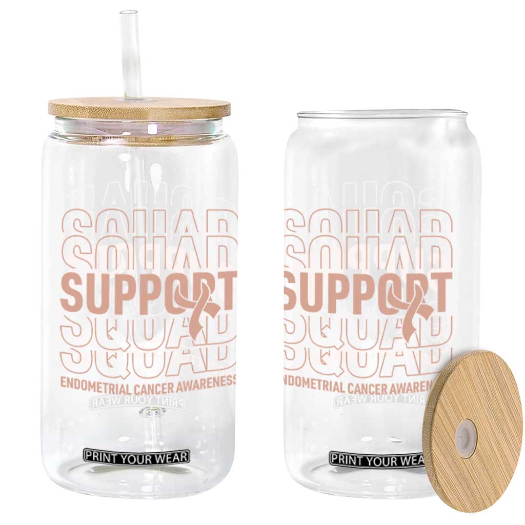 Endometrial Cancer Awareness Glass Can Support Squad Ribbon Warrior