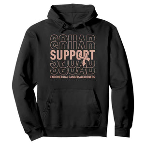 Endometrial Cancer Awareness Hoodie Support Squad Ribbon Warrior