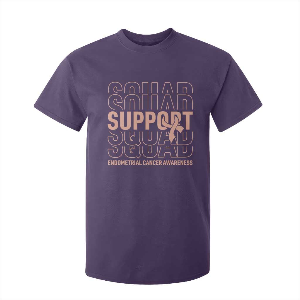 Endometrial Cancer Awareness T Shirt For Kid Support Squad Ribbon Warrior