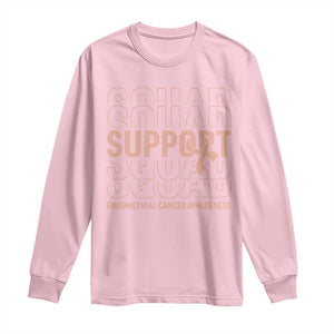 Endometrial Cancer Awareness Long Sleeve Shirt Support Squad Ribbon Warrior
