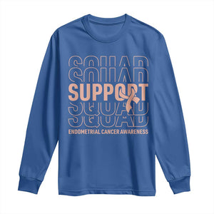 Endometrial Cancer Awareness Long Sleeve Shirt Support Squad Ribbon Warrior