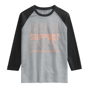 Endometrial Cancer Awareness Raglan Shirt Support Squad Ribbon Warrior