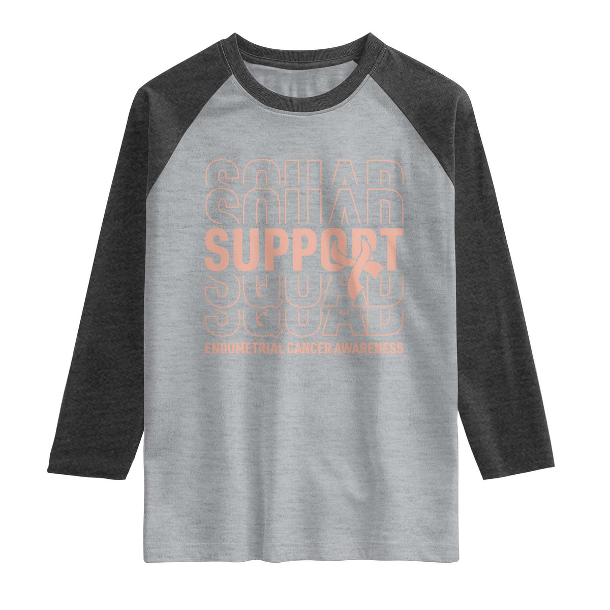 Endometrial Cancer Awareness Raglan Shirt Support Squad Ribbon Warrior