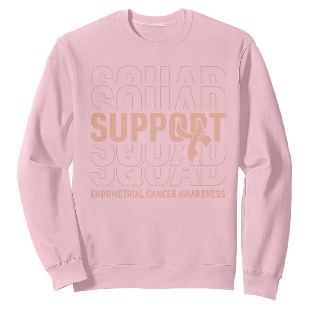 Endometrial Cancer Awareness Sweatshirt Support Squad Ribbon Warrior