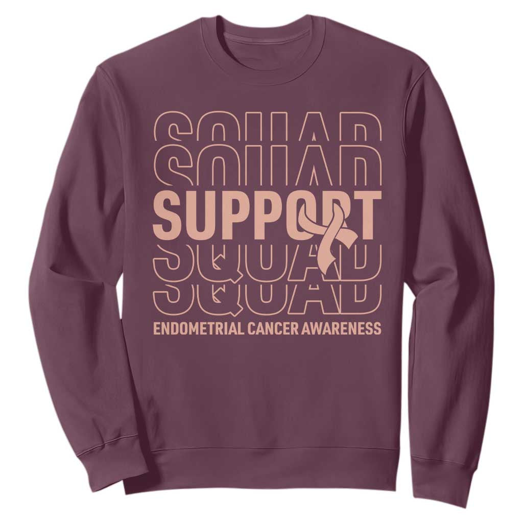 Endometrial Cancer Awareness Sweatshirt Support Squad Ribbon Warrior