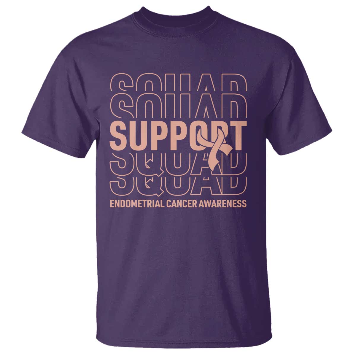Endometrial Cancer Awareness T Shirt Support Squad Ribbon Warrior