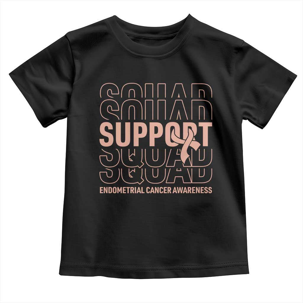 Endometrial Cancer Awareness Toddler T Shirt Support Squad Ribbon Warrior