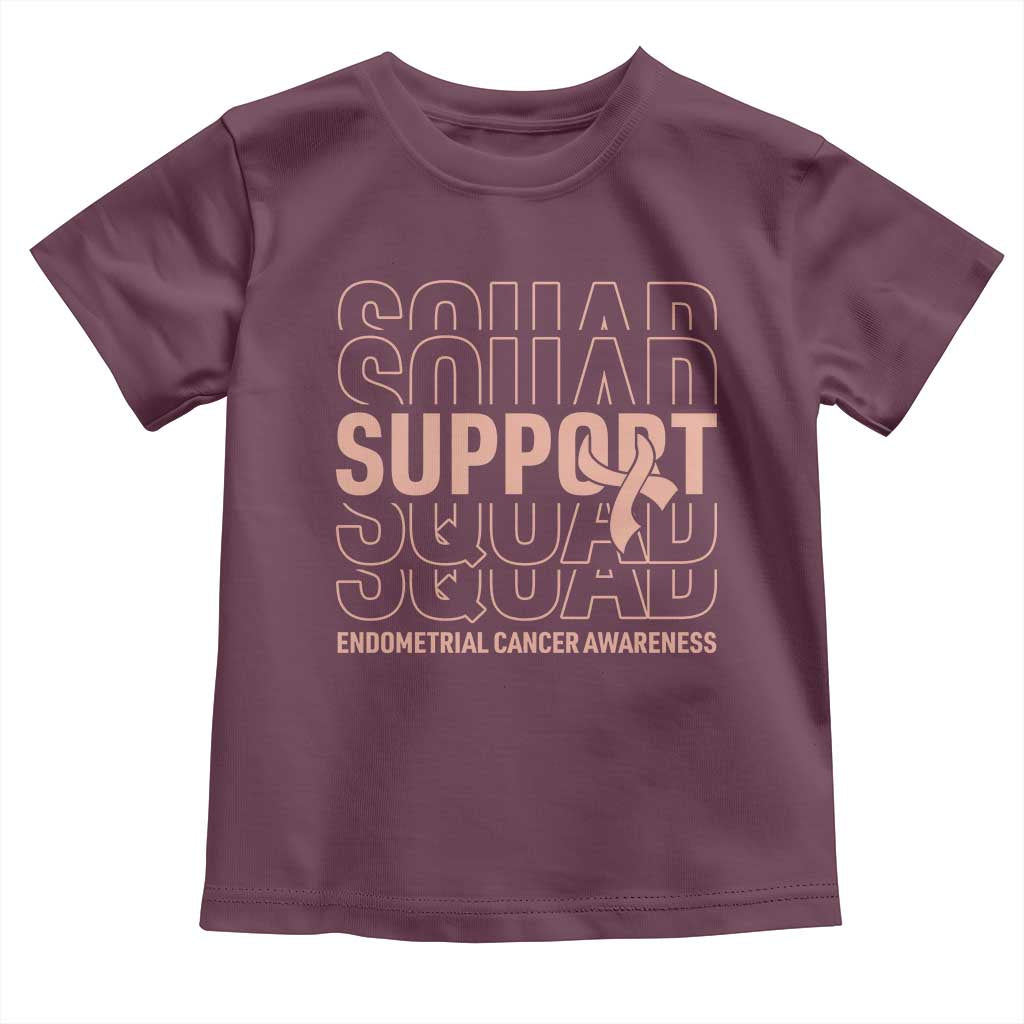 Endometrial Cancer Awareness Toddler T Shirt Support Squad Ribbon Warrior