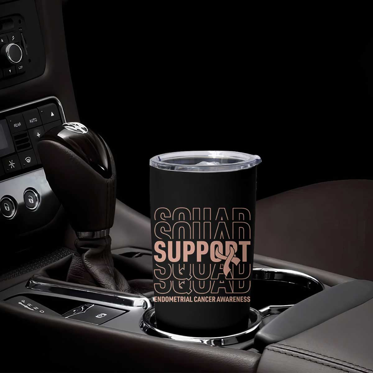 Endometrial Cancer Awareness Tumbler Cup Support Squad Ribbon Warrior