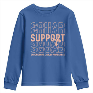 Endometrial Cancer Awareness Youth Sweatshirt Support Squad Ribbon Warrior