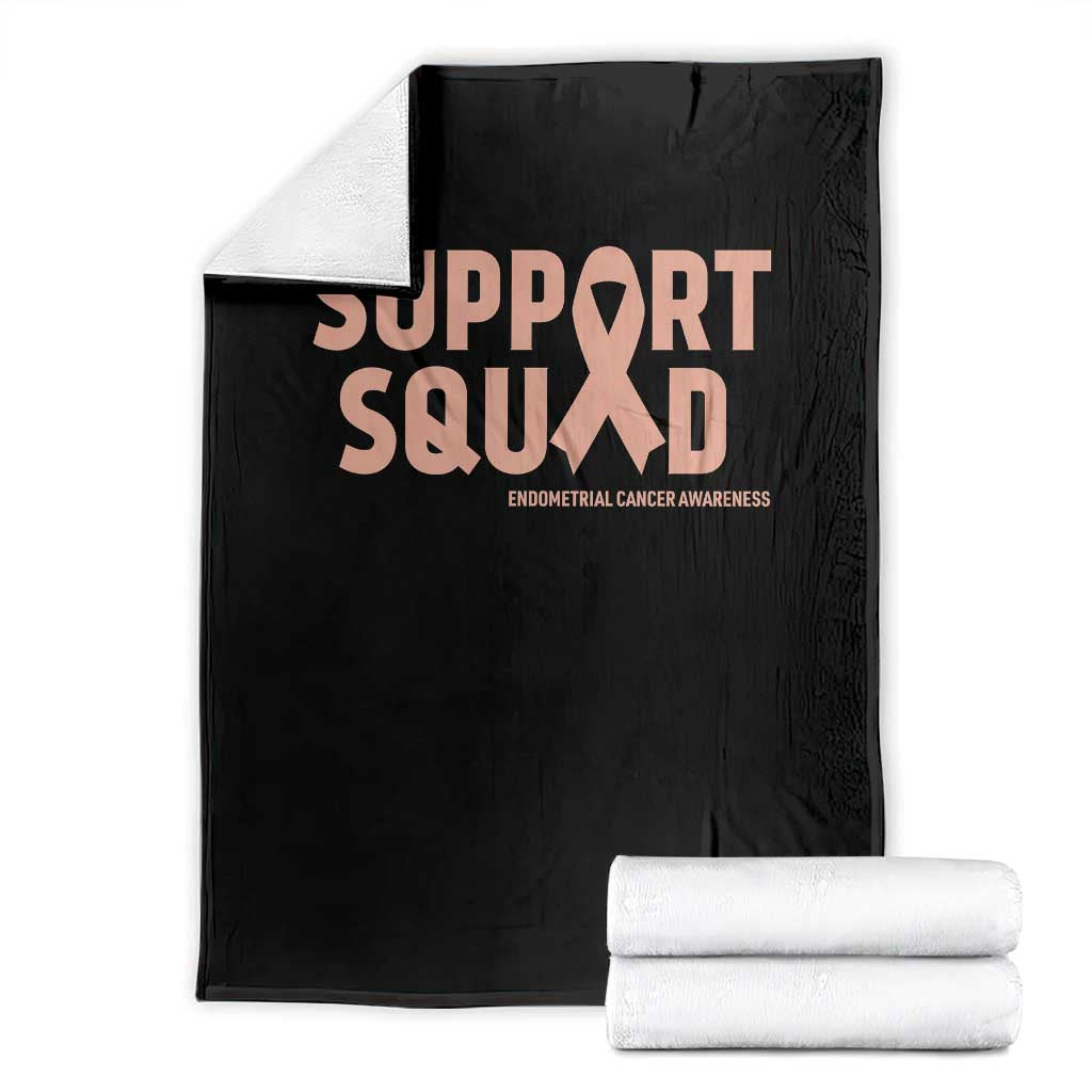 Endometrial Cancer Awareness Throw Blanket Support Squad Warrior Gift
