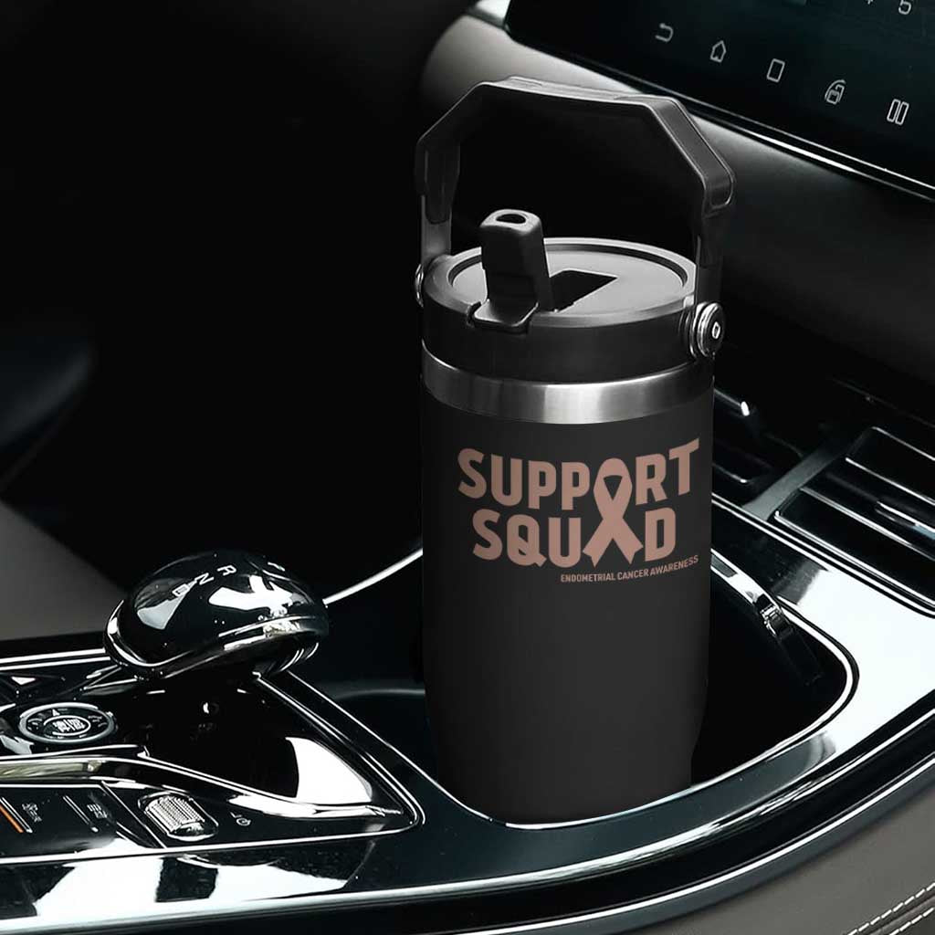 Endometrial Cancer Awareness Flip Straw Tumbler Support Squad Warrior Gift