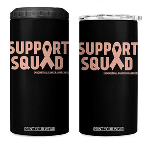 Endometrial Cancer Awareness 4 in 1 Can Cooler Tumbler Support Squad Warrior Gift